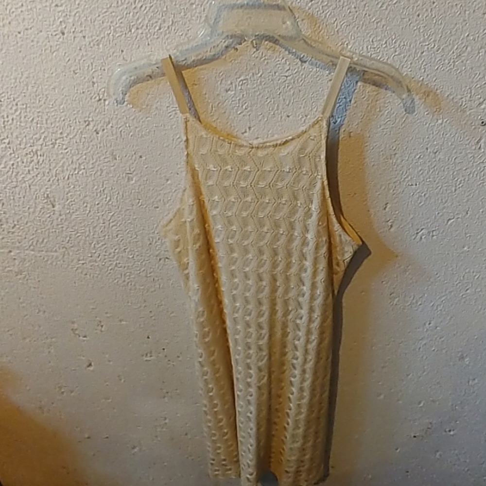 Spaghetti strap tan knit dress